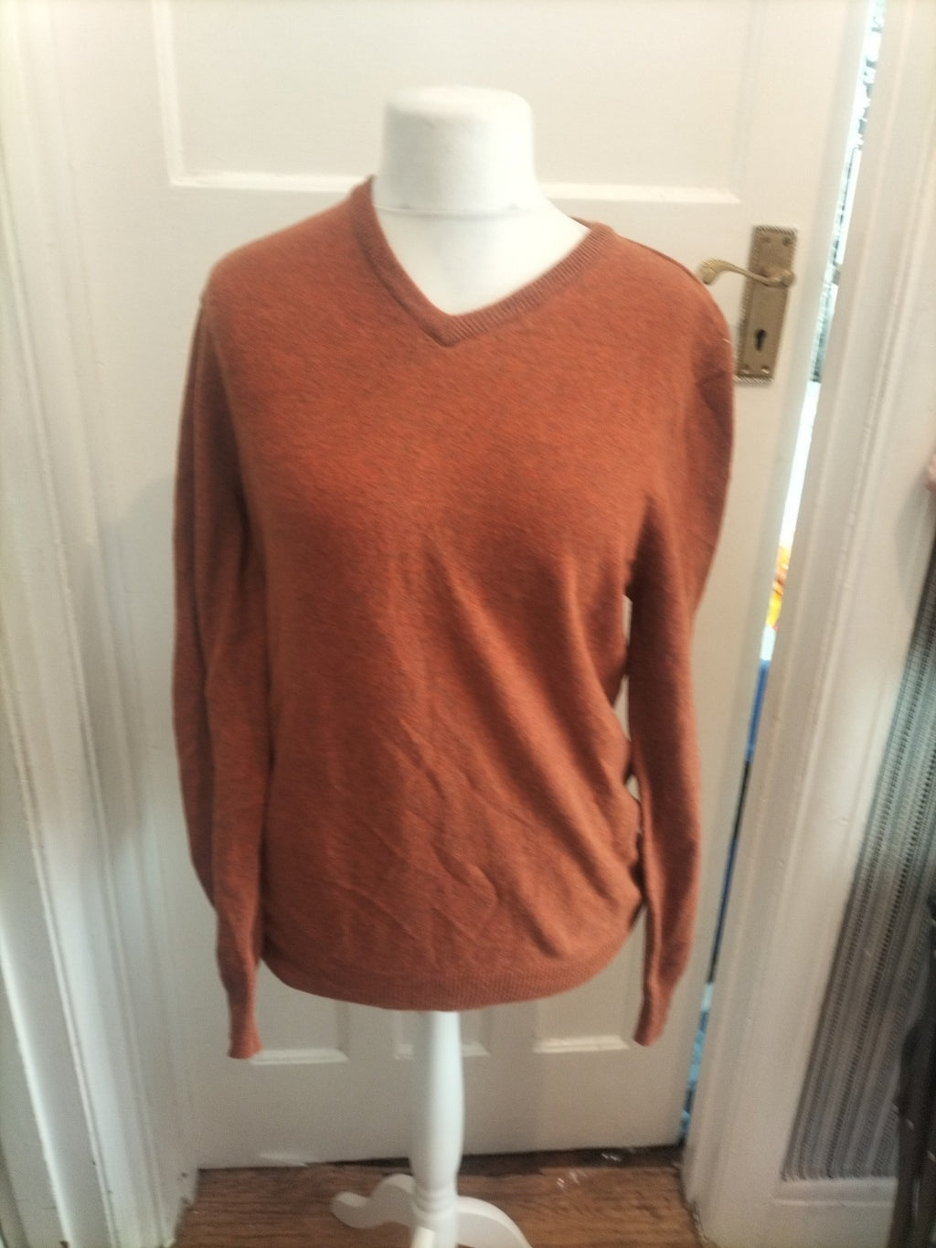 F&F Large Orange Lambswool V Neck Long Sleeve Jumper