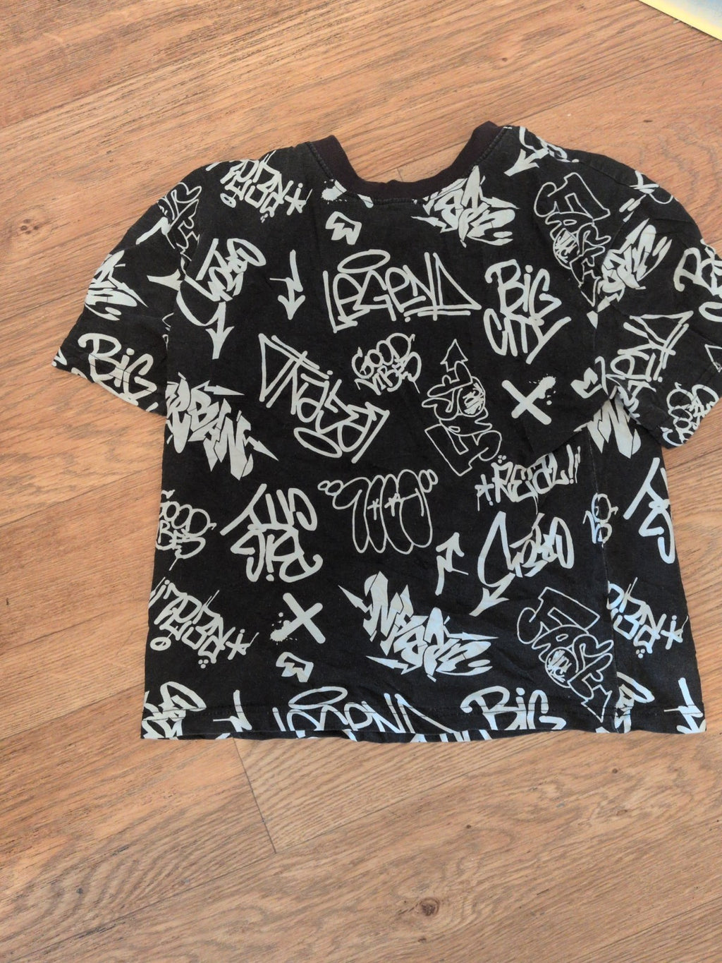 Primark 7-8 Years Grey And Black Short Sleeve T-shirt