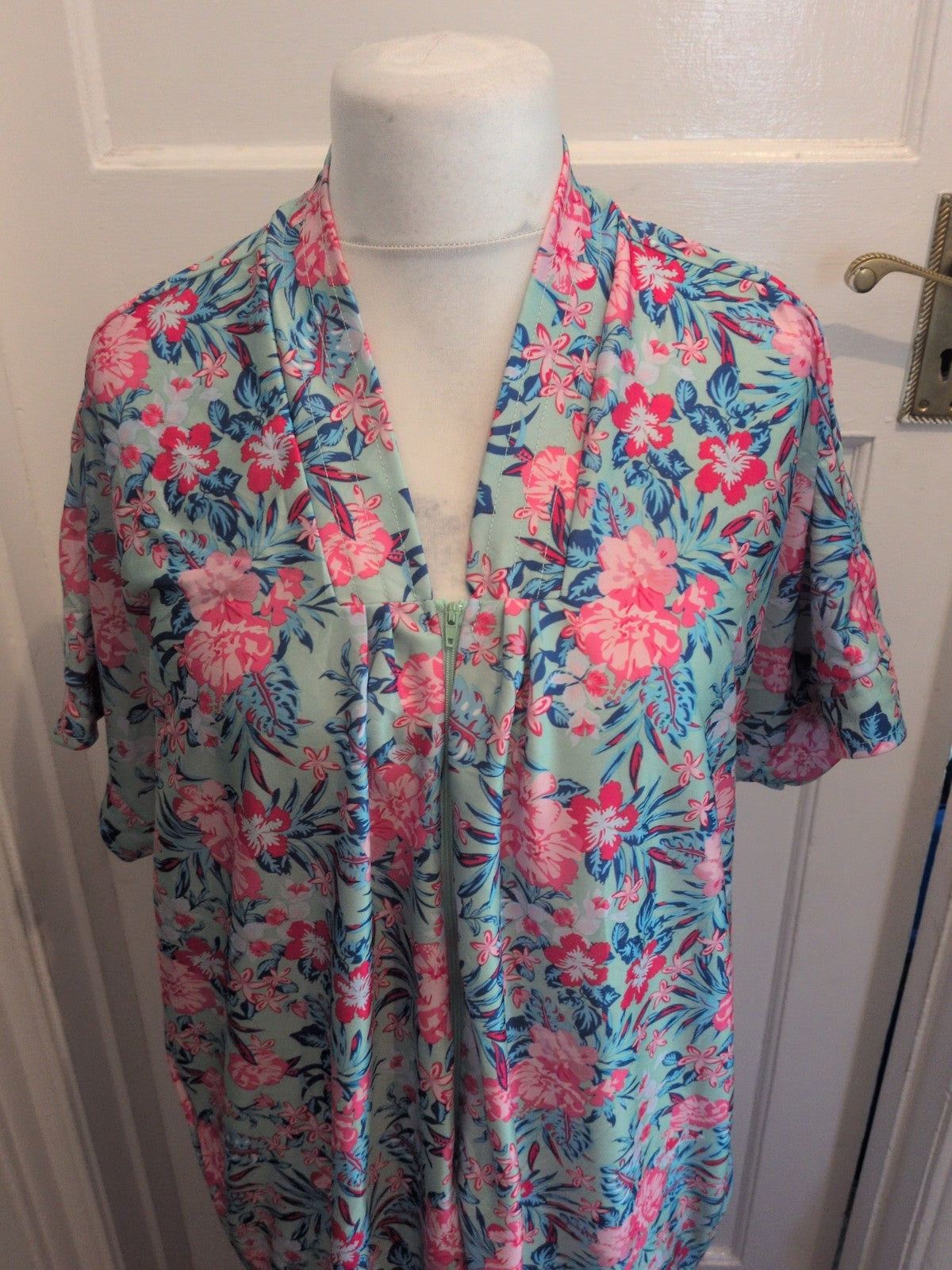Medium Mint Floral Long Length Short Sleeve Dress