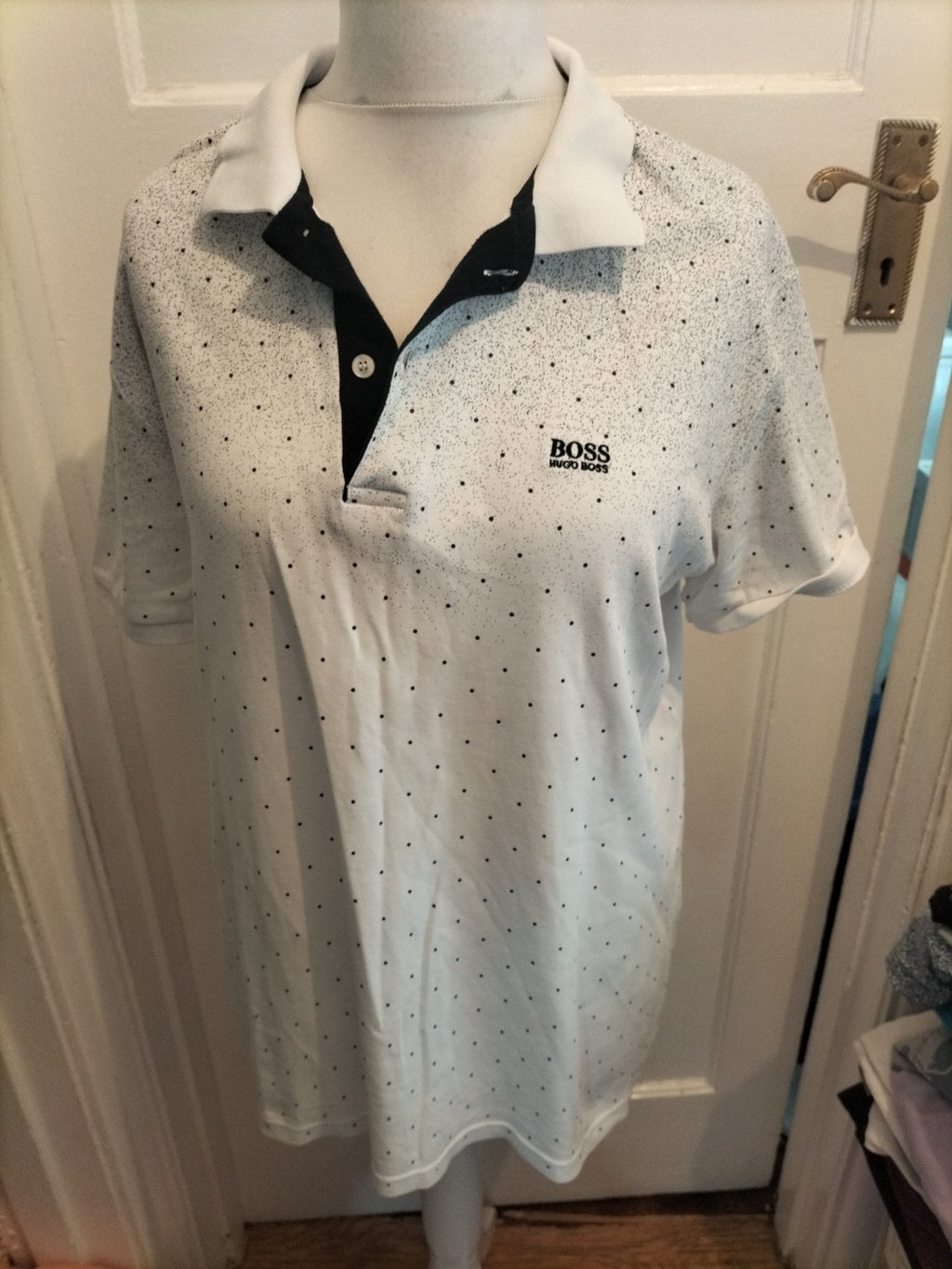 Hugo Boss 2XL Navy And White Short Sleeve Polo