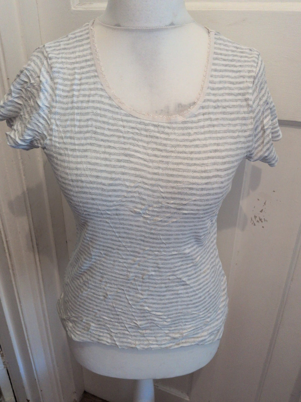 Tu 12 Grey Stripe Short Sleeve T-shirt