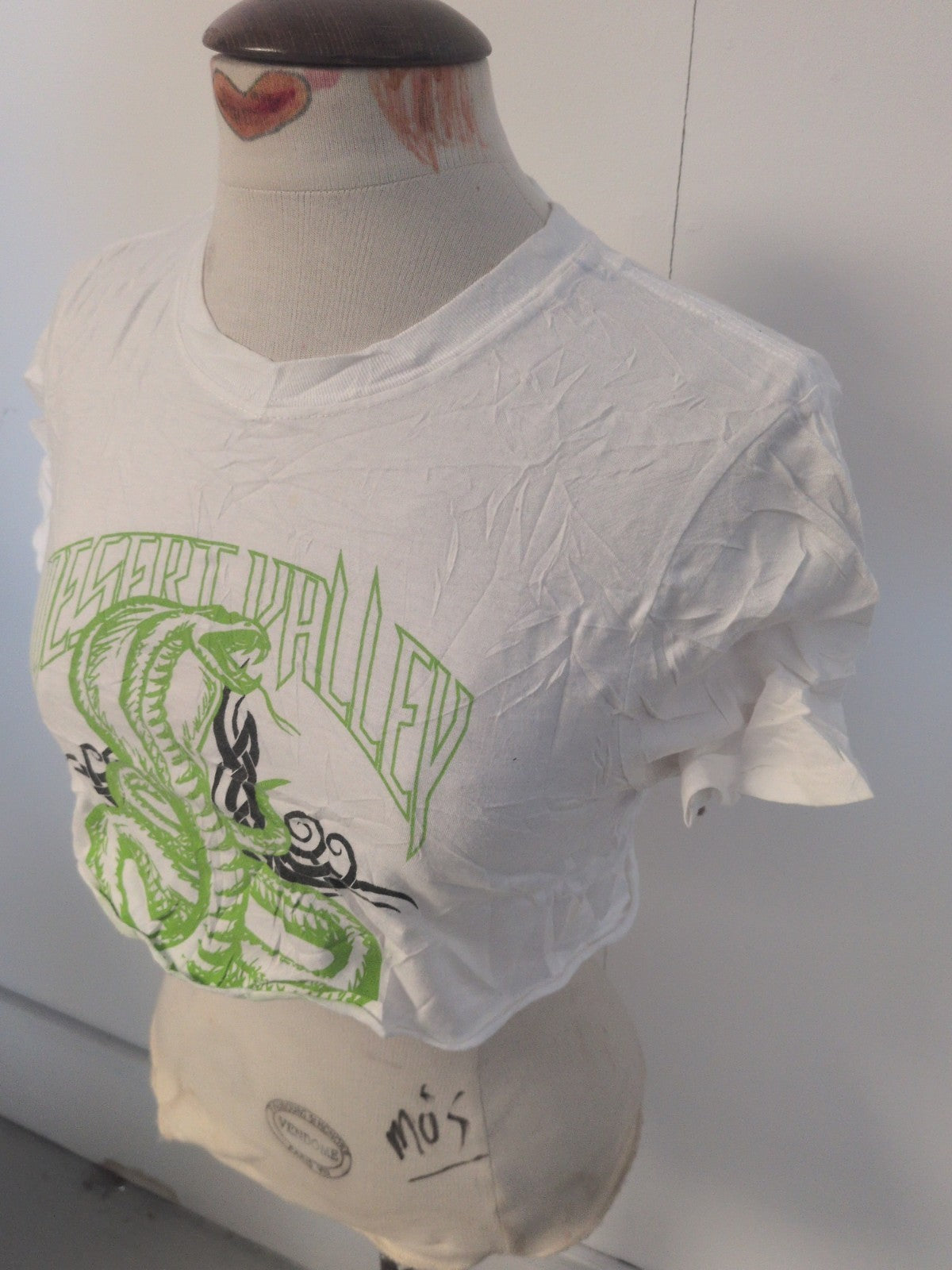 Ladies Prettylittlething Size Small Green And White Printed Crop T-shirt...
