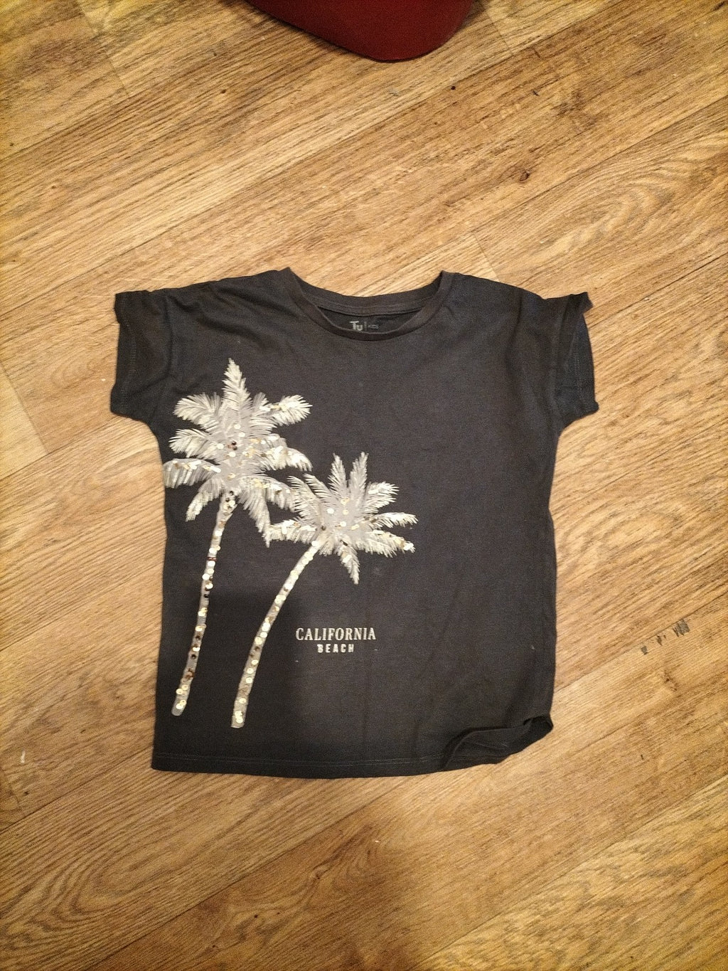 Girls Tu Age 9 Years Dark Grey Palm Tree Tshirt