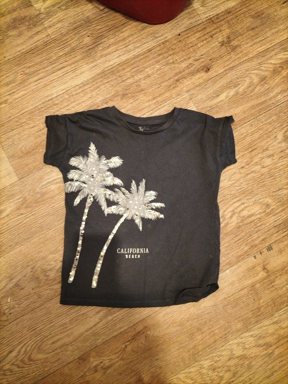 Girls Tu Age 9 Years Dark Grey Palm Tree Tshirt