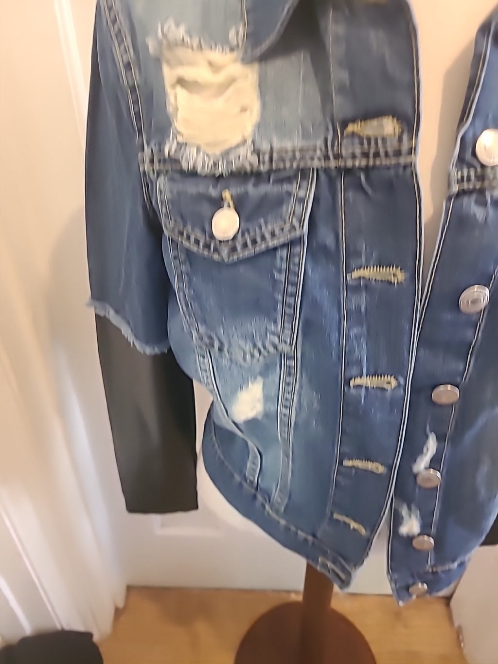 Brand New Ladies Parasian Size 8 Denim Pleather Jacket