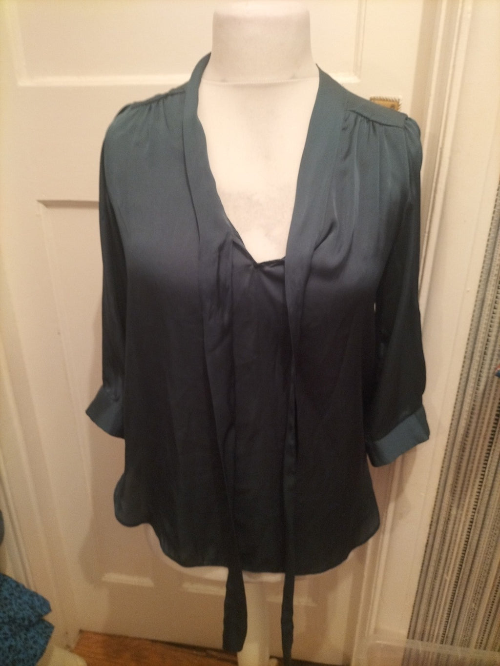 Dorothy Perkins 12 Dark Green Long Sleeved Blouse