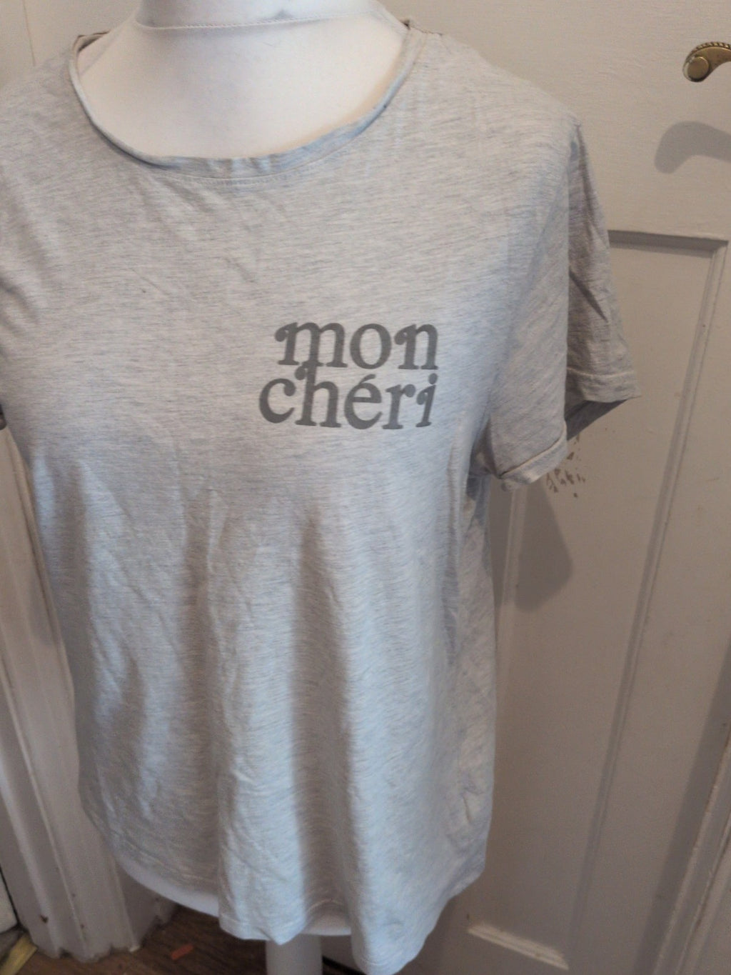 Primark Large Grey Mon Cheri Short Sleeve T-shirt