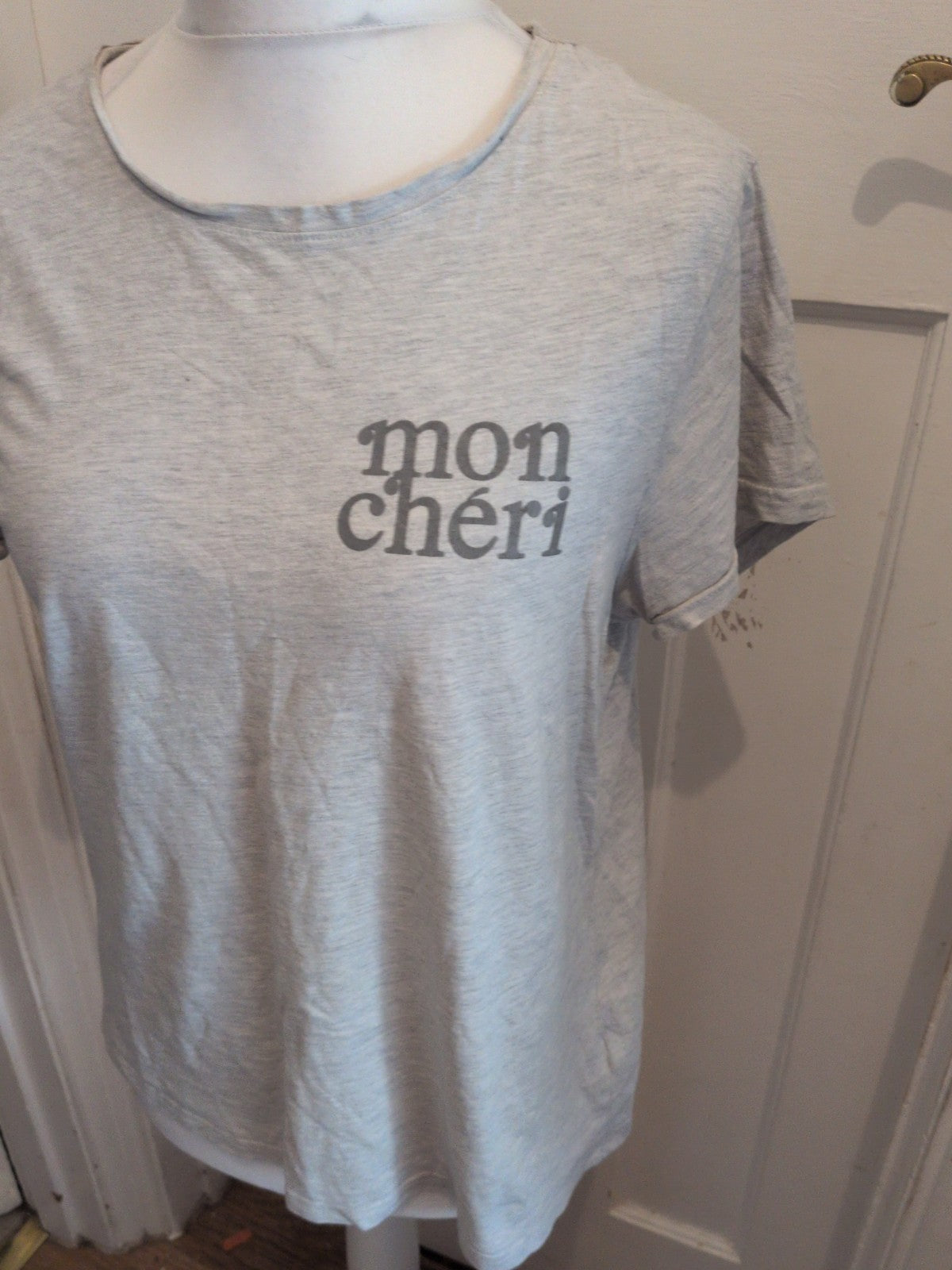 Primark Large Grey Mon Cheri Short Sleeve T-shirt