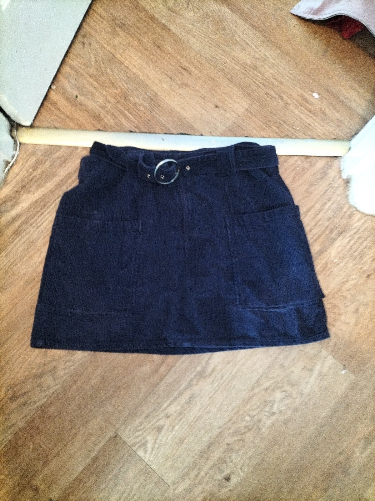 River Island 16 Navy Coderoy Skirt