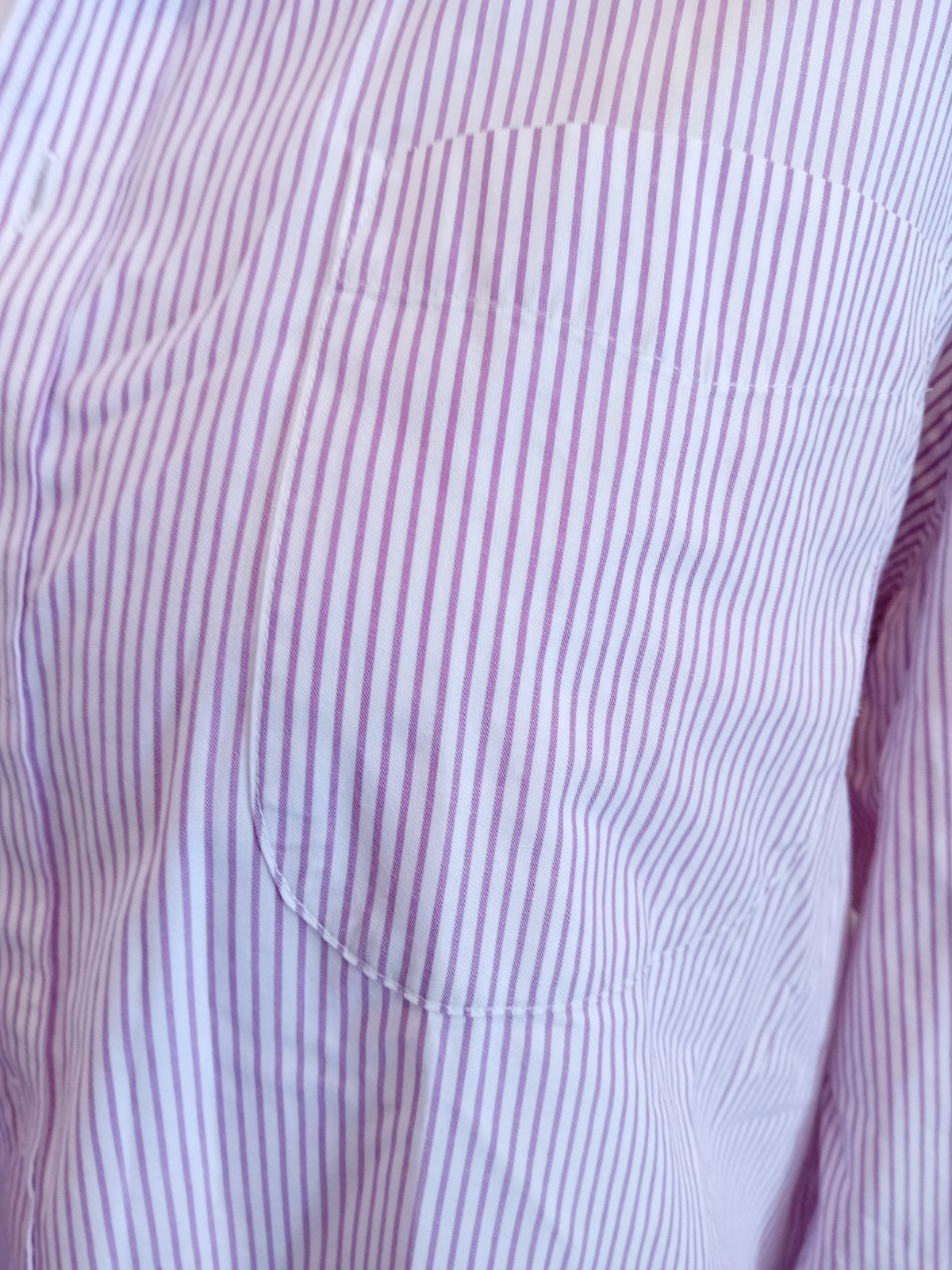 Marks And Spencer 16.5 Purple Stripe Long Sleeve Quick Iron Shirt