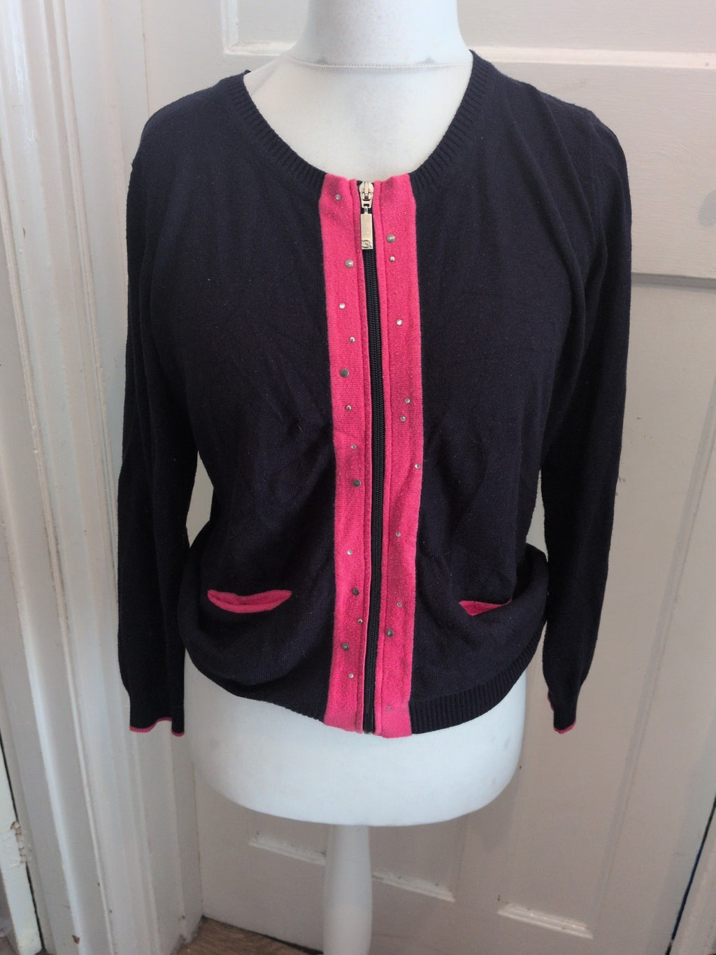 Eugen Klein 12 Navy And Pink Full Zip Cardigan