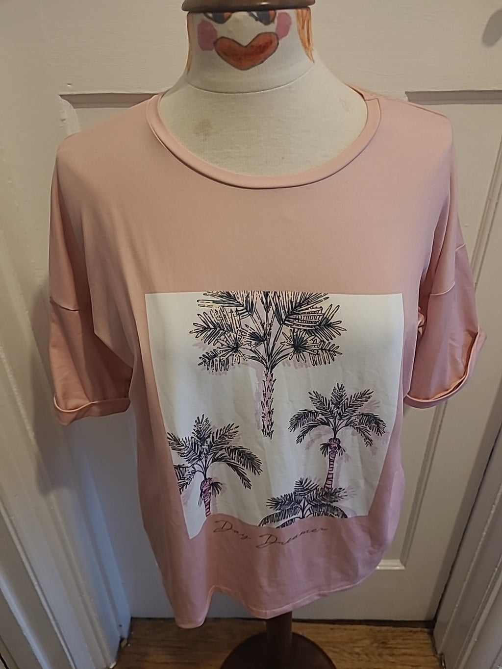 Ladies Day Dreams Size 8-10 Pink Short Sleeved Pyjama Top