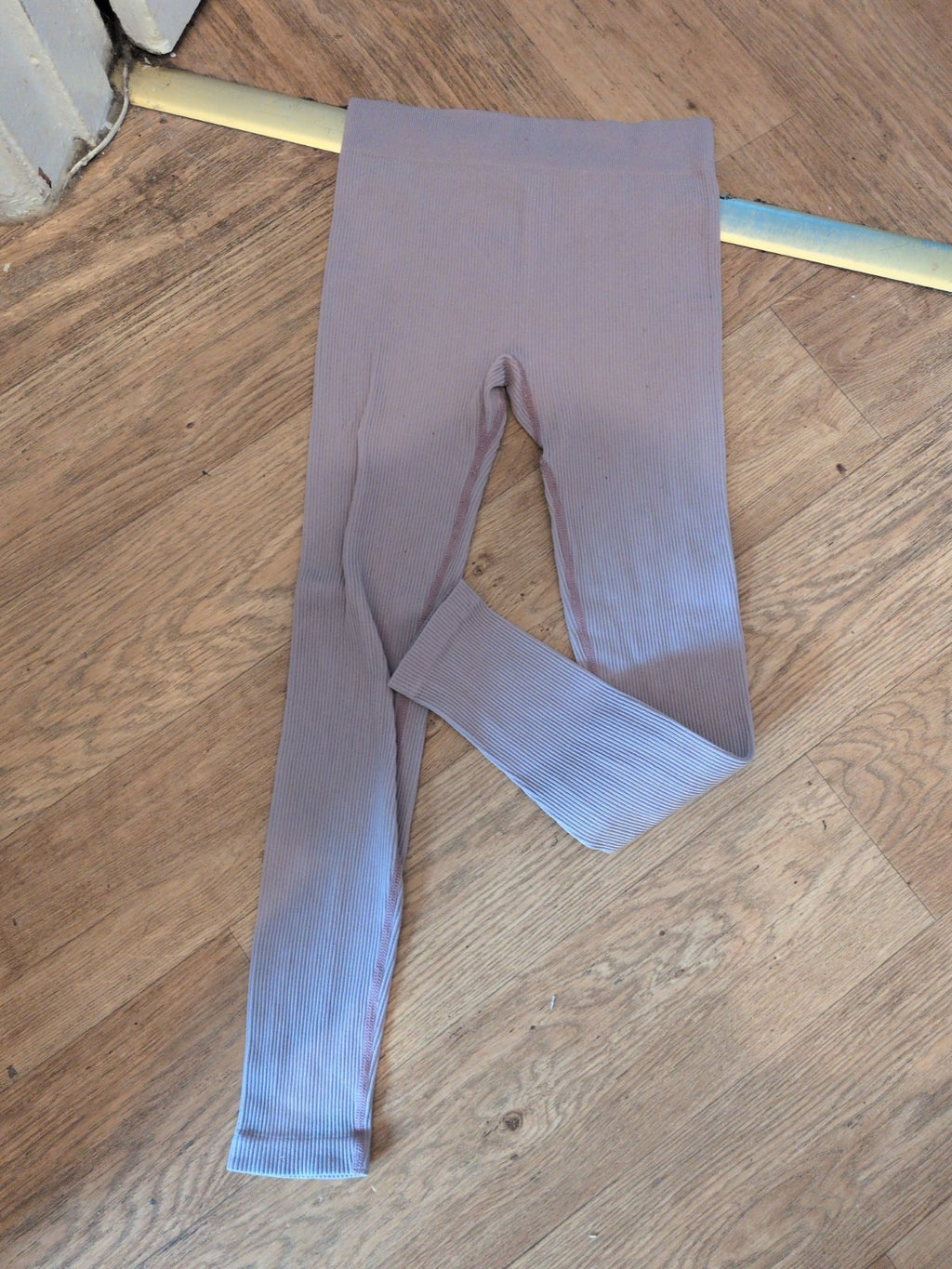 Ladies Small Purple Polyamide Ribbed Leggings