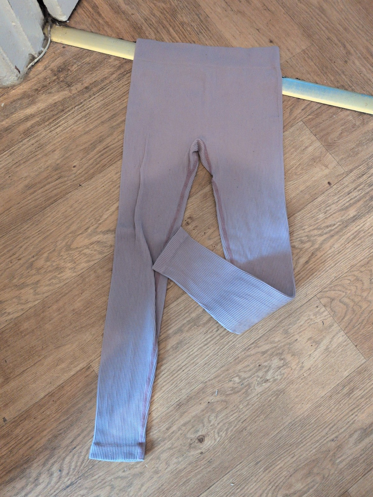Ladies Small Purple Polyamide Ribbed Leggings