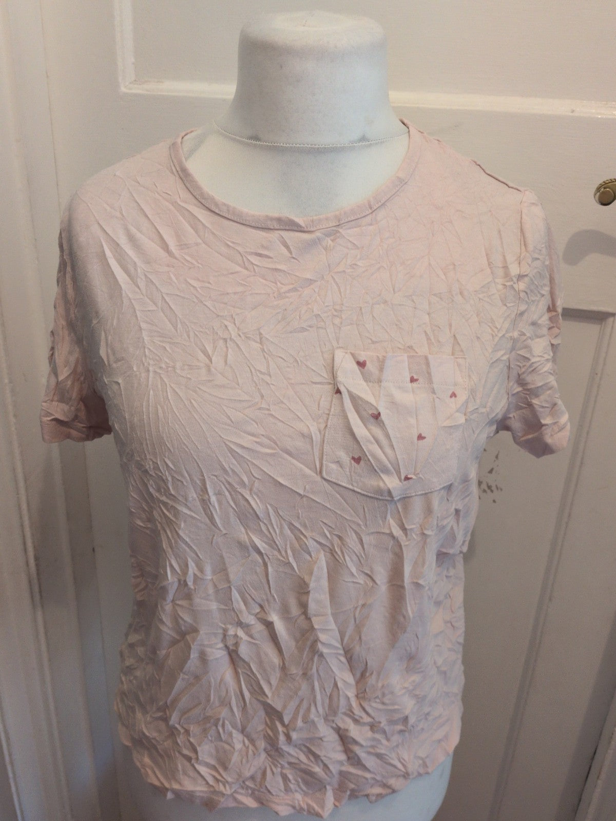 Tu Medium Pale Pink Heart Pocket Pyjama Top