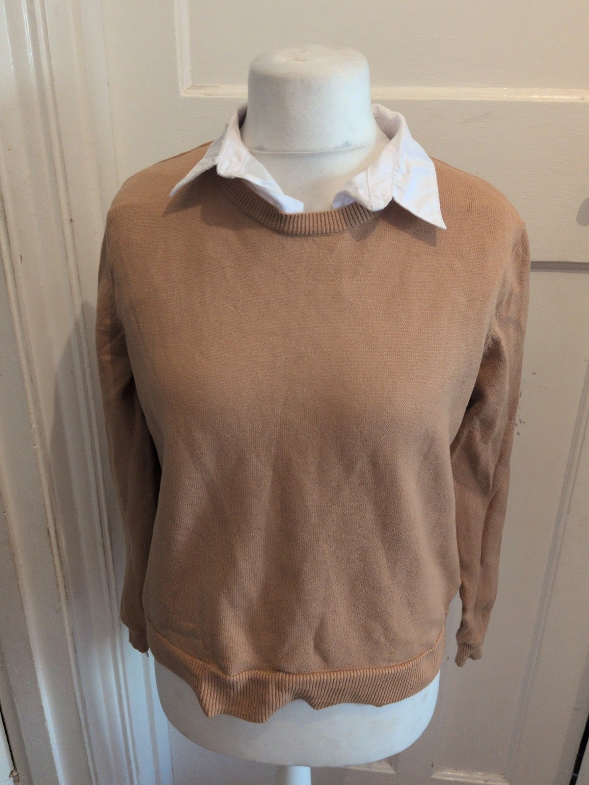 Ladies Primark Size Large Pale Brown Collared Jumper