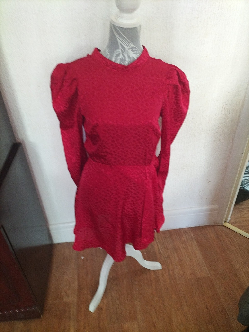 Ladies Asos Size 10 Red Long Sleeved Dress