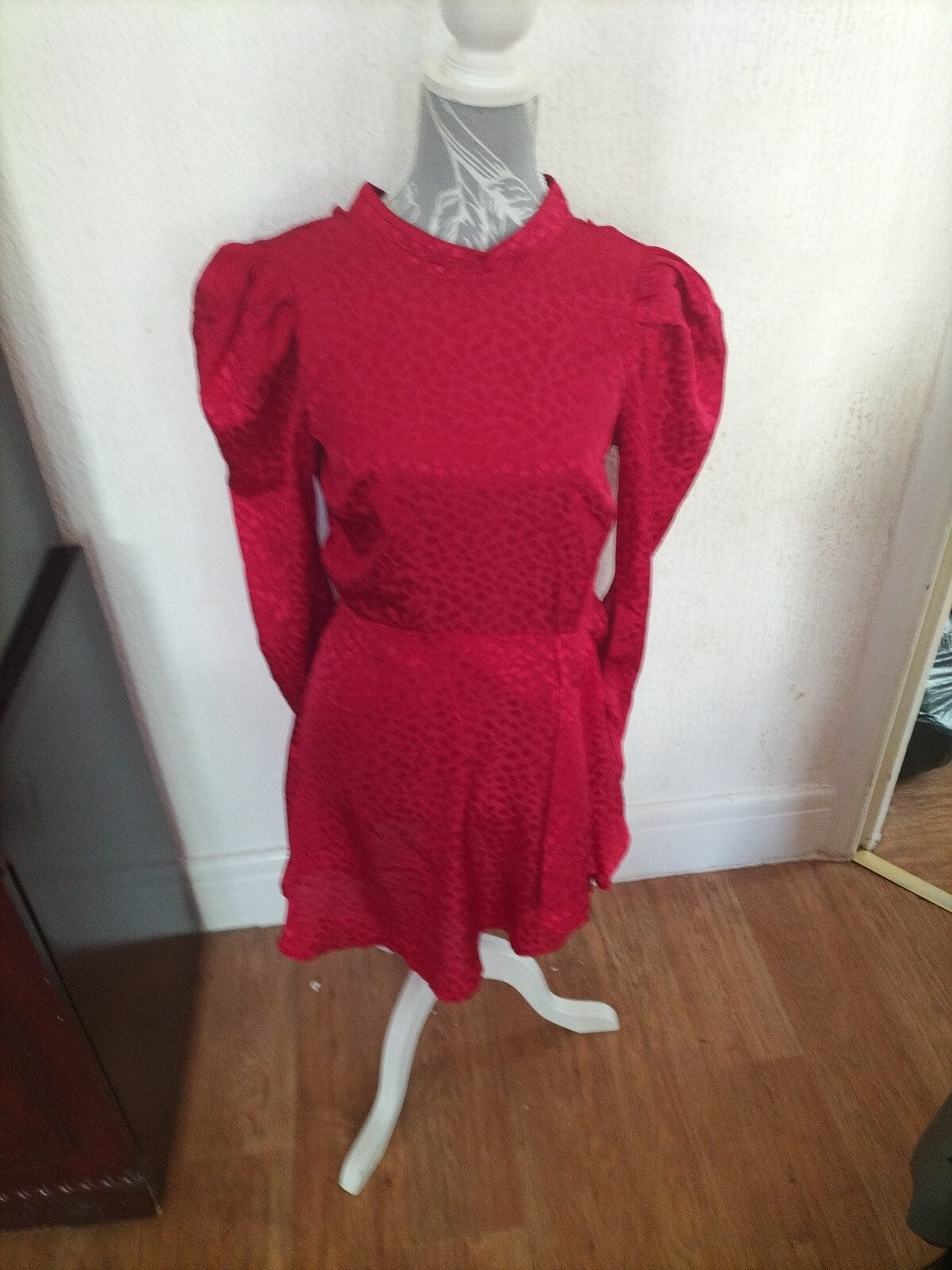 Ladies Asos Size 10 Red Long Sleeved Dress