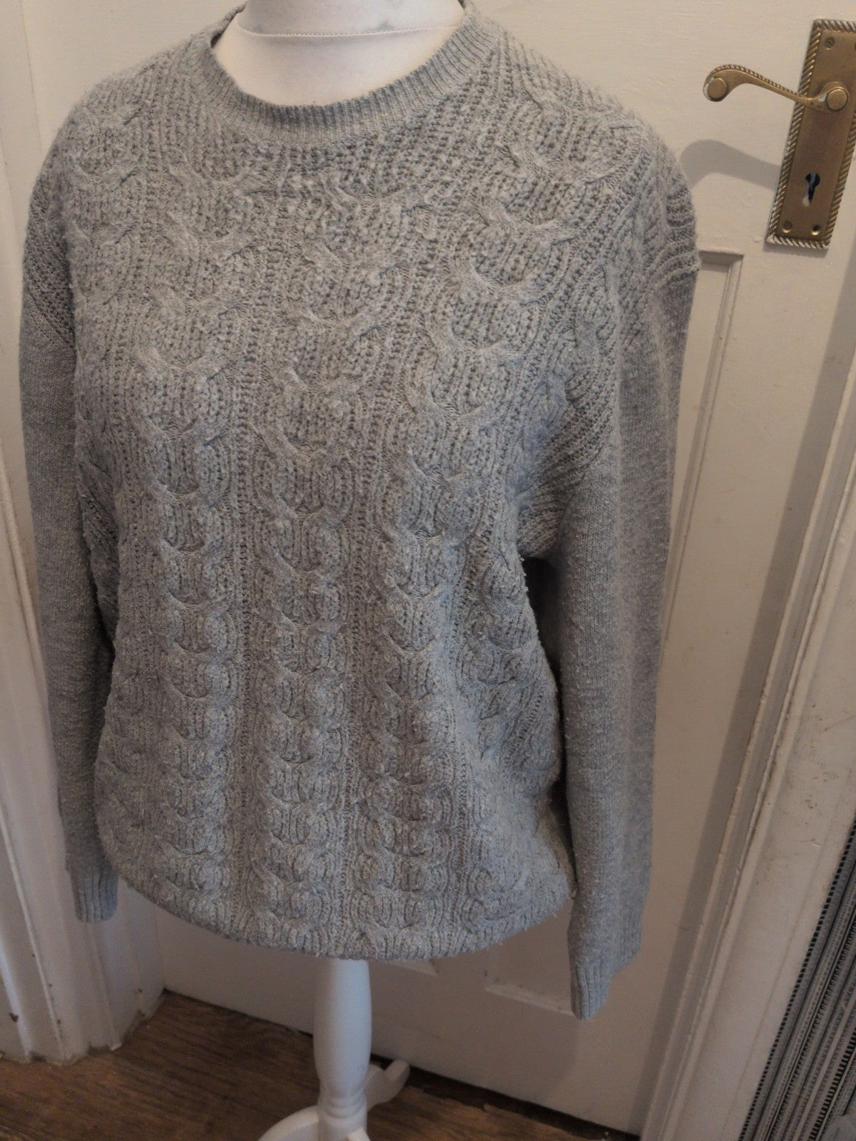 Mens Marks And Spencer Size 2XL Grey Supersoft Patterned Jumper