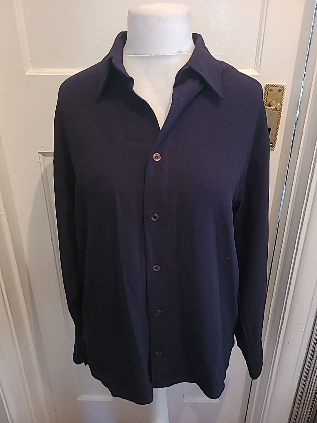 Mens Ciro Citterio Size Medium Dark Navy/Black Long Sleeved Heavy Shirt