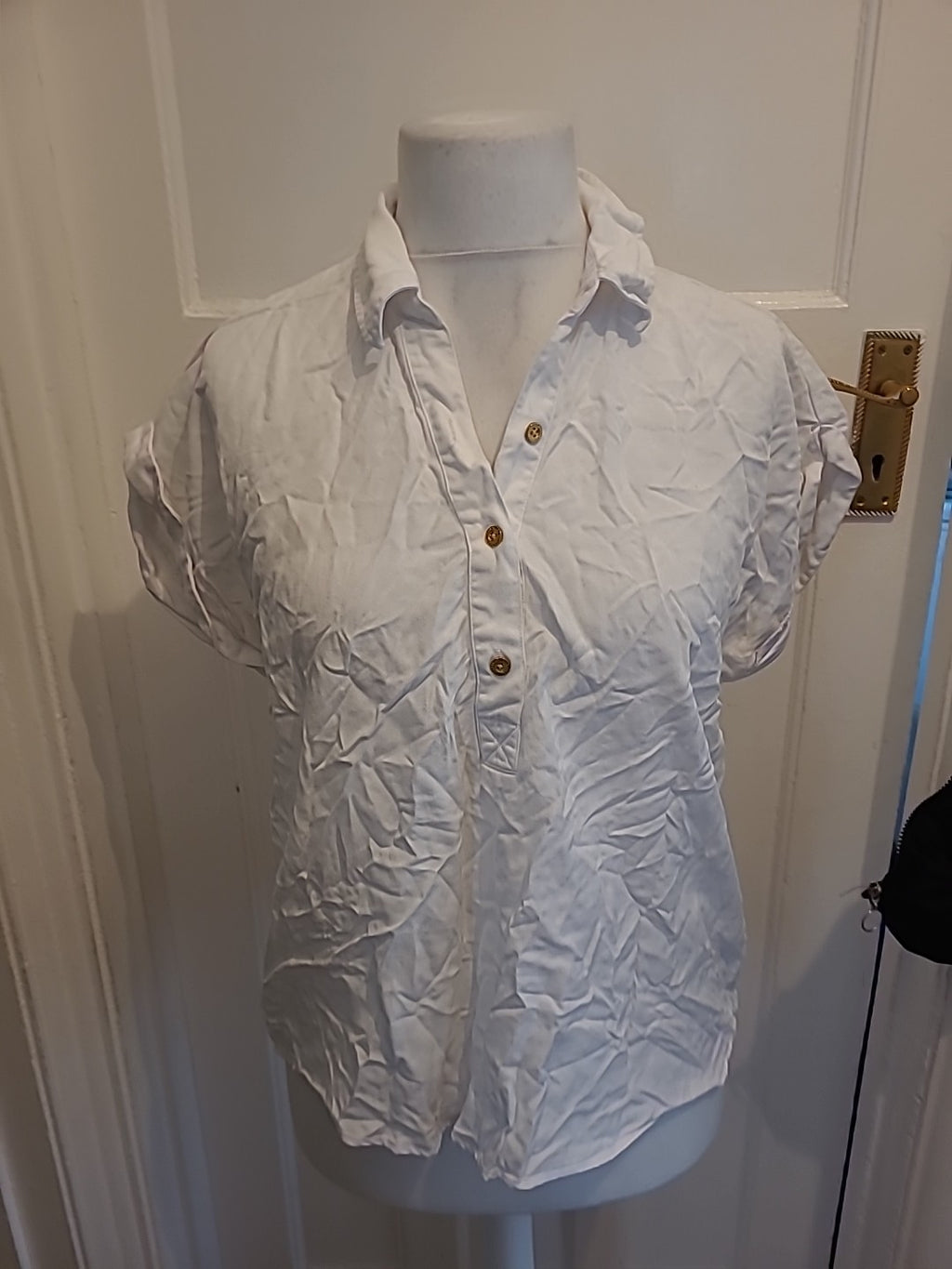 Mens Ellen Tracey Size Large White Short Sleeved Polo