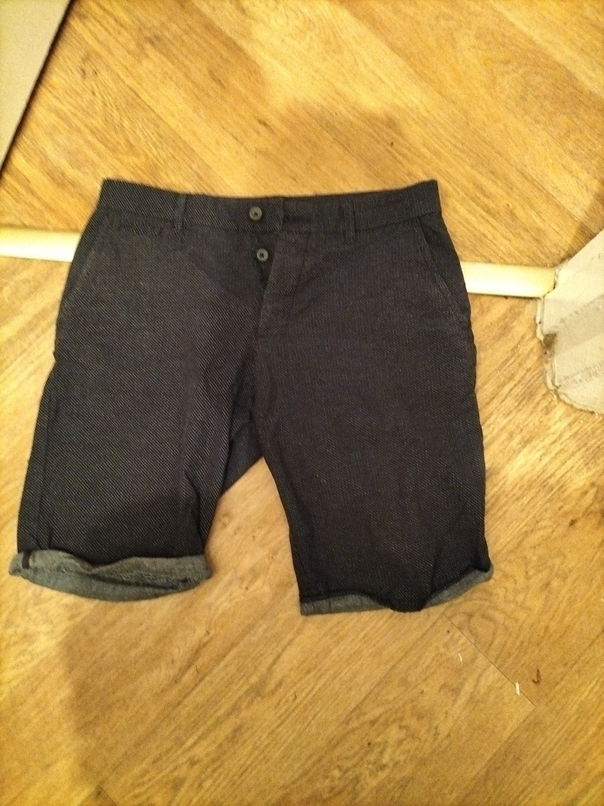 Mens Denim&Co Size 30" Belted Chino Straight Stretch Navy And White