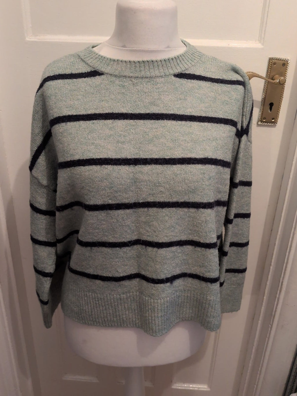Tu Woman 16 Pale Turquoise And Black Long Sleeve Pullover Jumper