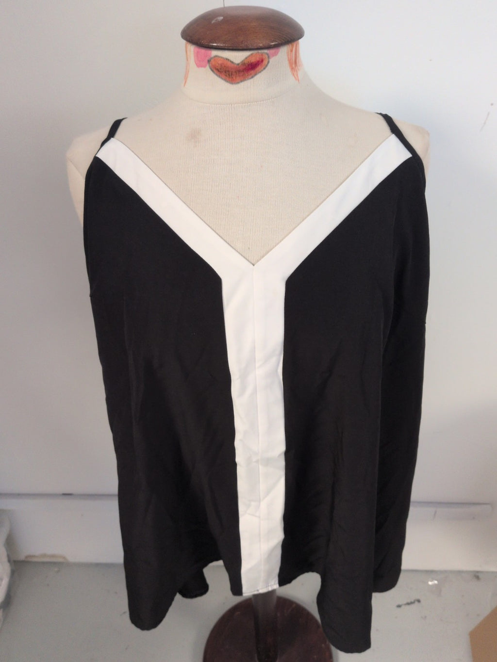 Shein 4XL Black And White Sleeveless Cami Style Top