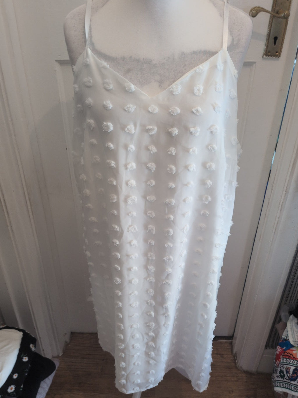 Shein 3xl White Sleeveless Pattern Texture Dress