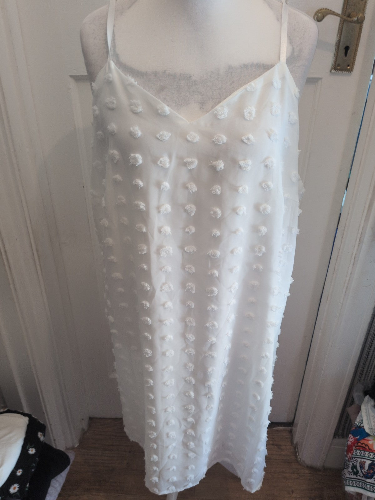 Shein 3xl White Sleeveless Pattern Texture Dress