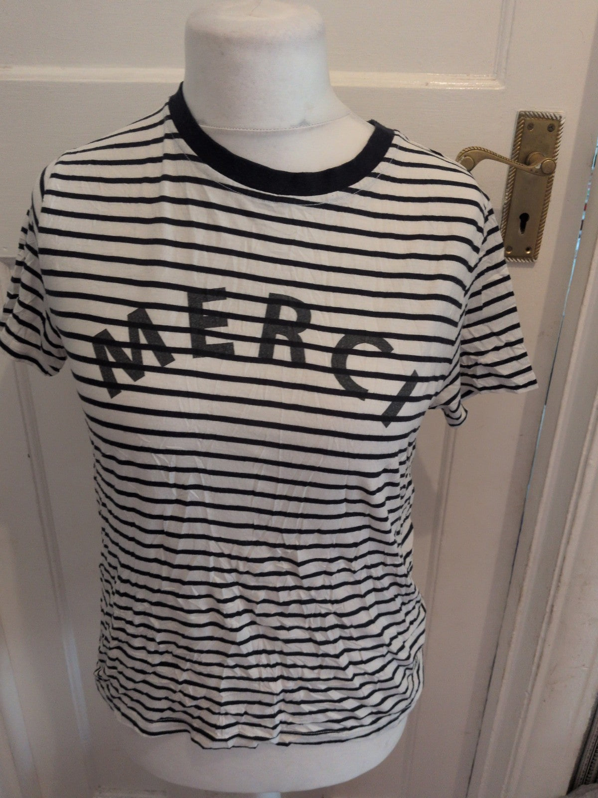 Whistles Large Navy Stripe Short Sleeve T-shirt
