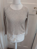 M&S 10 Oatmeal Long Sleeve Blouse