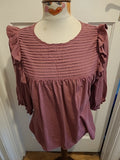 Ladies Mountain Warehouse Size 10 Purple Pleated Long Sleeved Tshirt