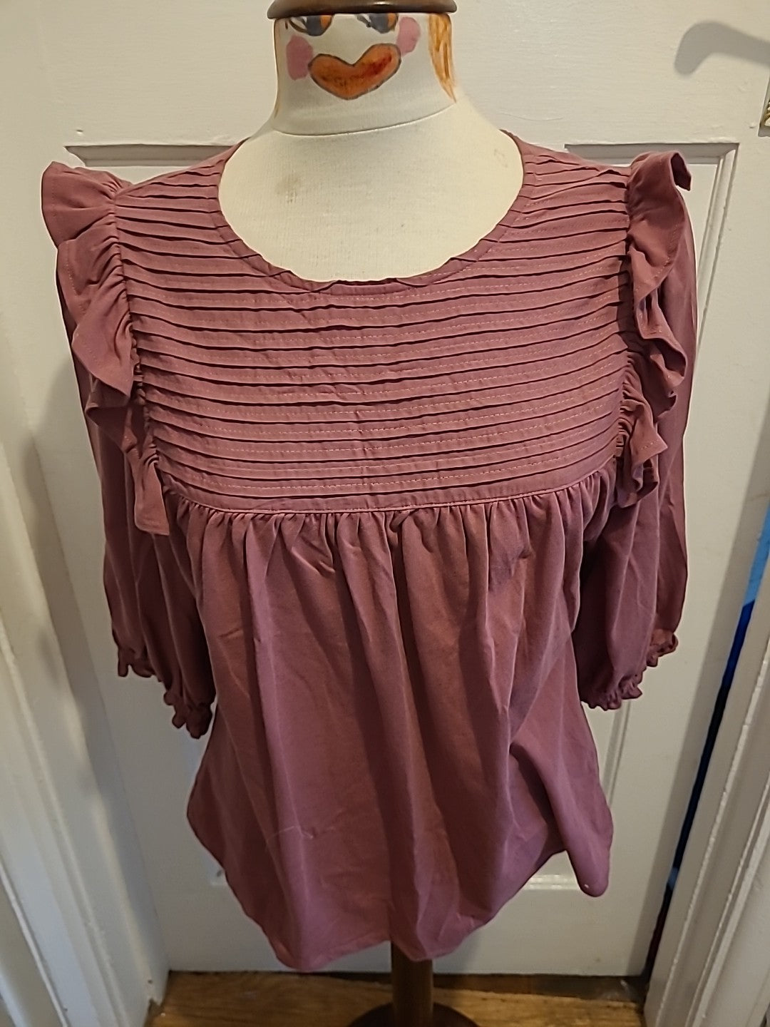 Ladies Mountain Warehouse Size 10 Purple Pleated Long Sleeved Tshirt