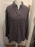Livergy XL Brown And Navy Check Long Sleeve Shirt