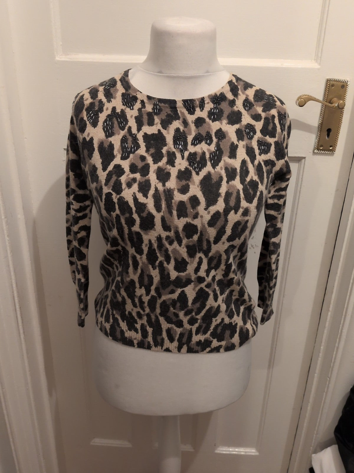 Cc Petite Small Leopard Print Long Sleeve Blouse