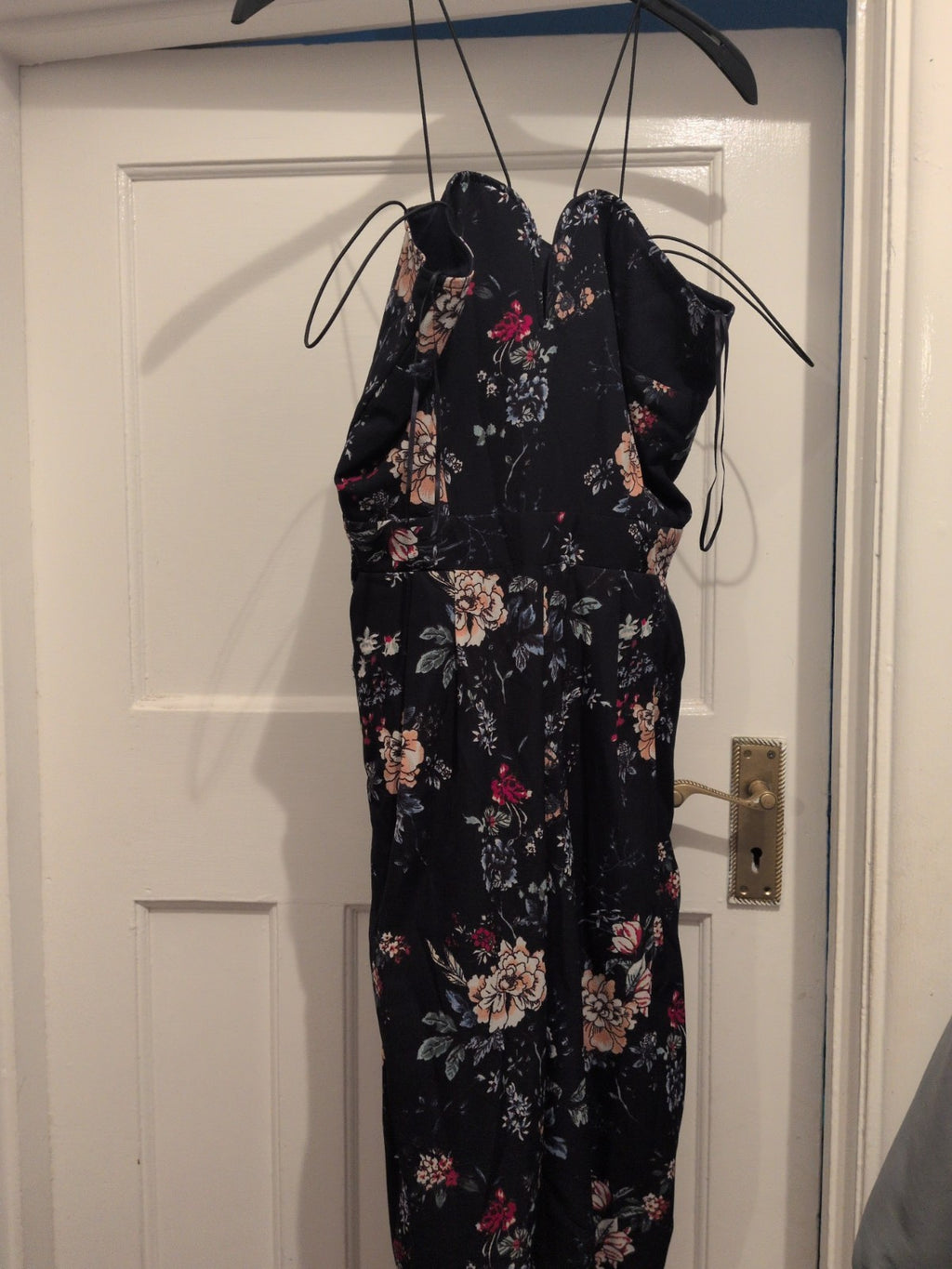 Girls On Film 10 Navy Floral Strappy Jumpsuit