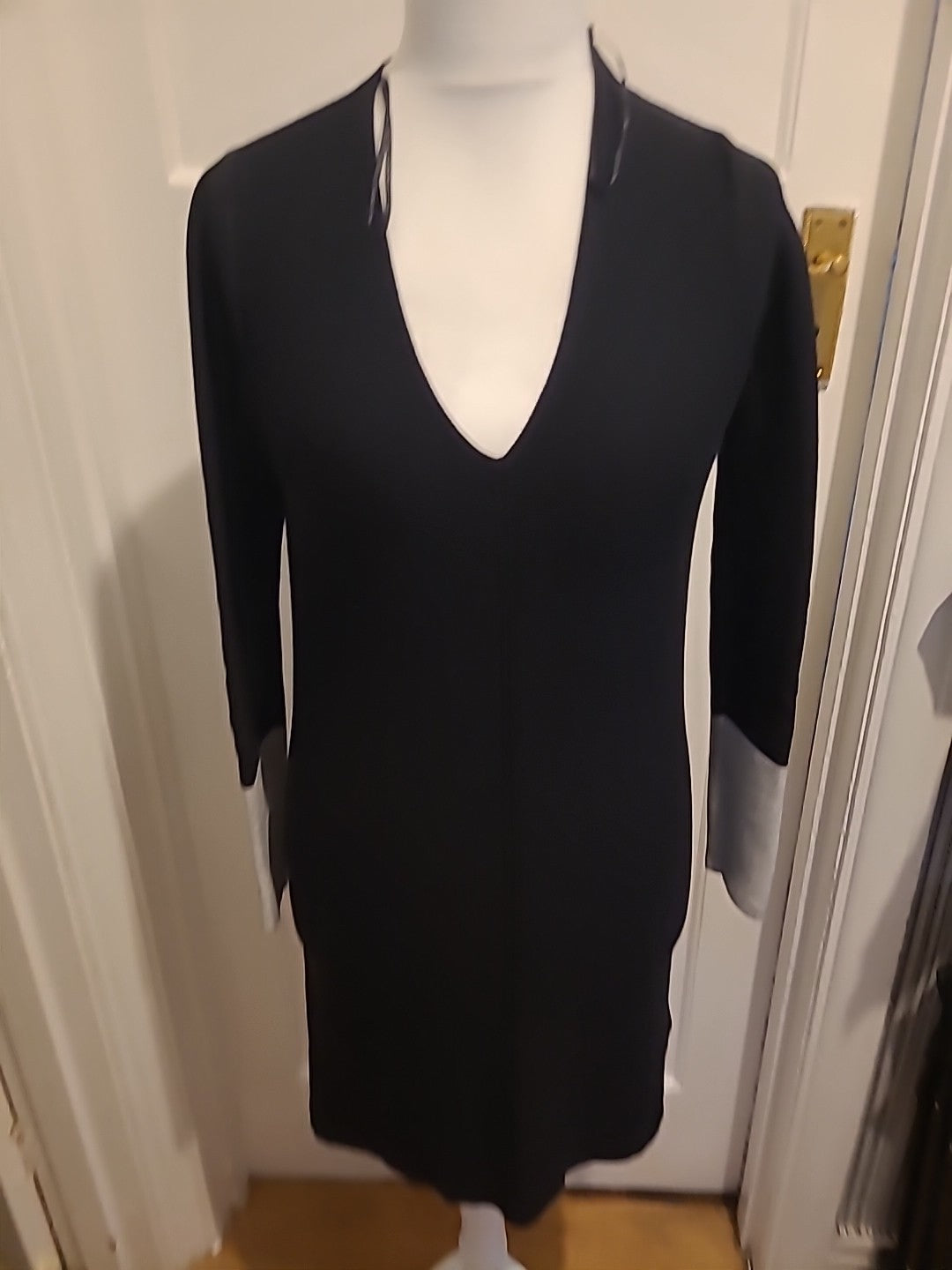 Ladies Marks And Spencer Size 10 Black With Grey Jumper Dress