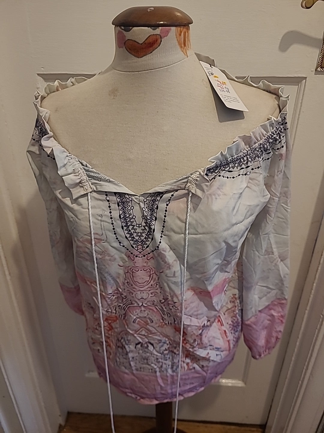 Brand New Ladies Sheilay Size Small Multicoloured Long Sleeved Blouse