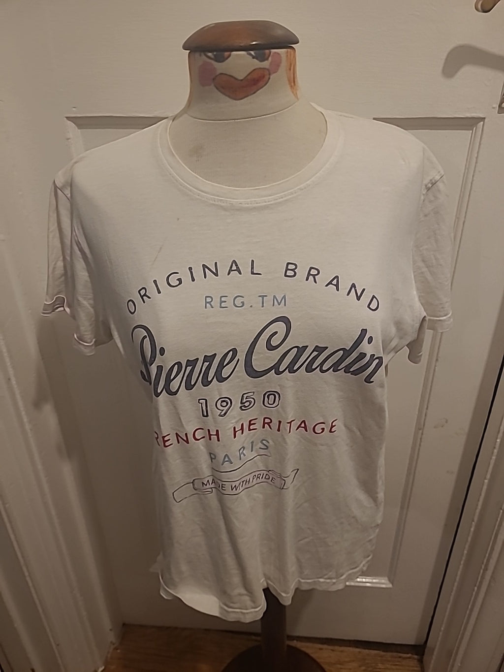 Mens Pierre Cardin Size Medium White Printed Shirt(Has Marks On)