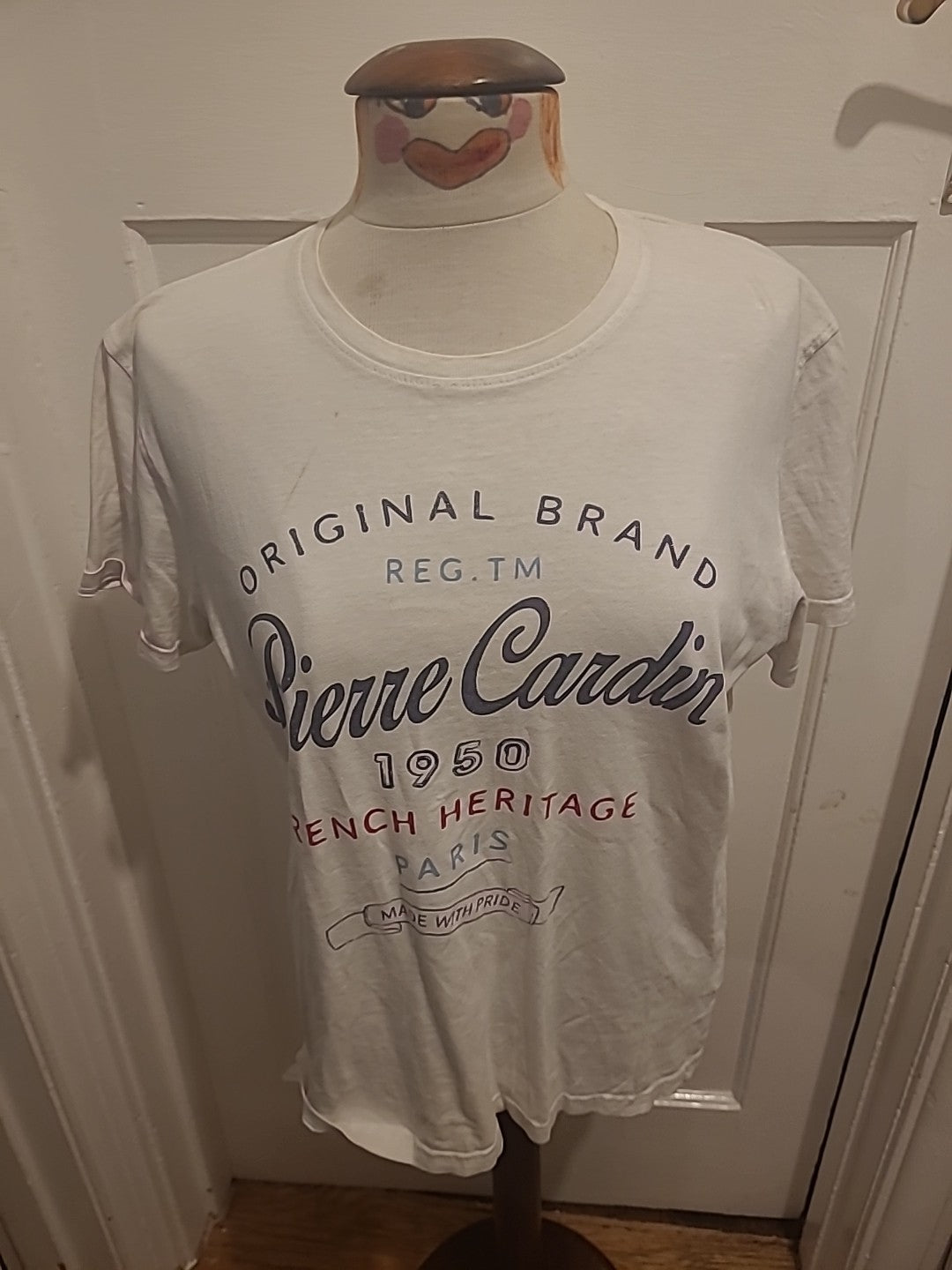 Mens Pierre Cardin Size Medium White Printed Shirt(Has Marks On)