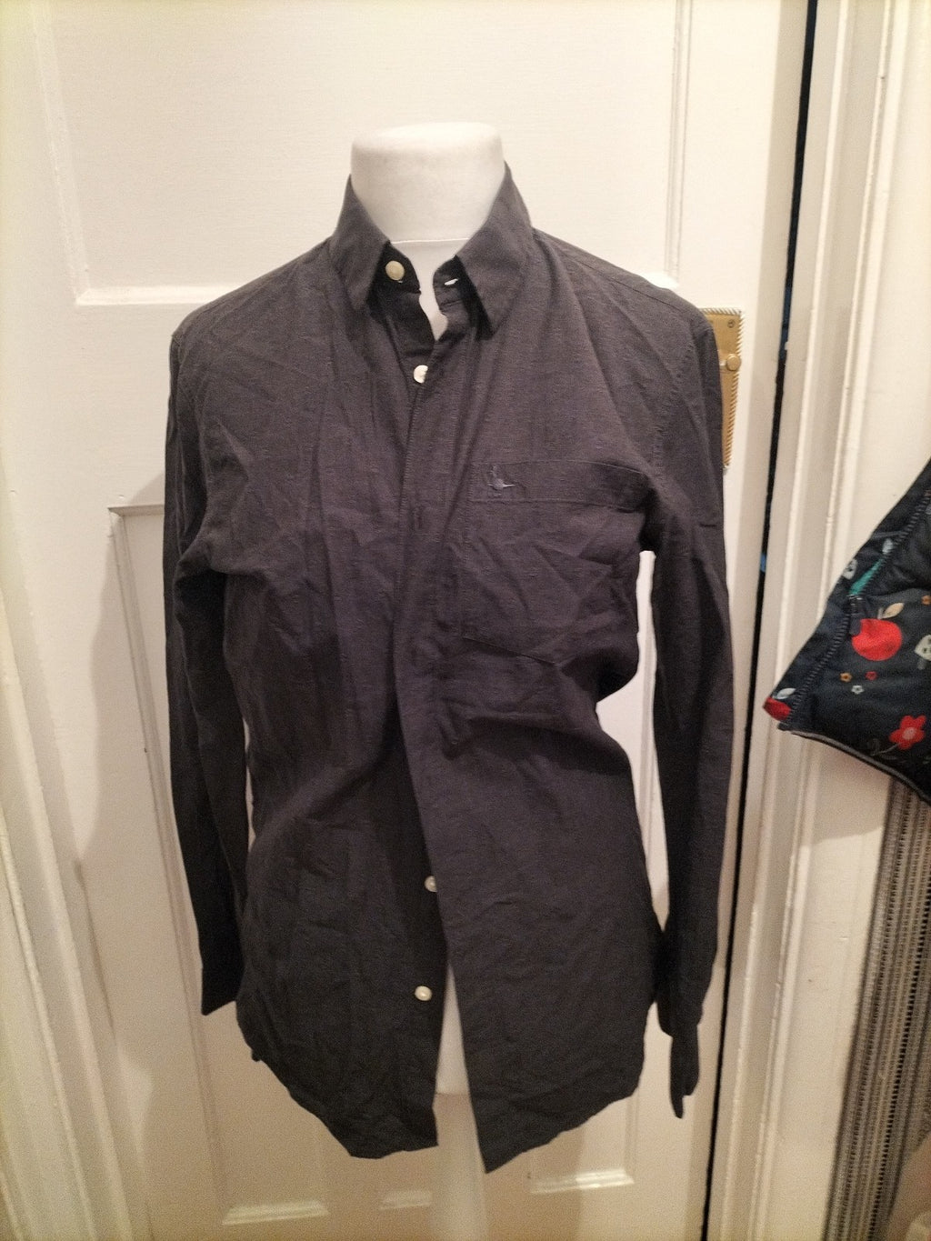 Mens Jack Wills Size Small Charcoal Patterned Long Sleeved Shirt