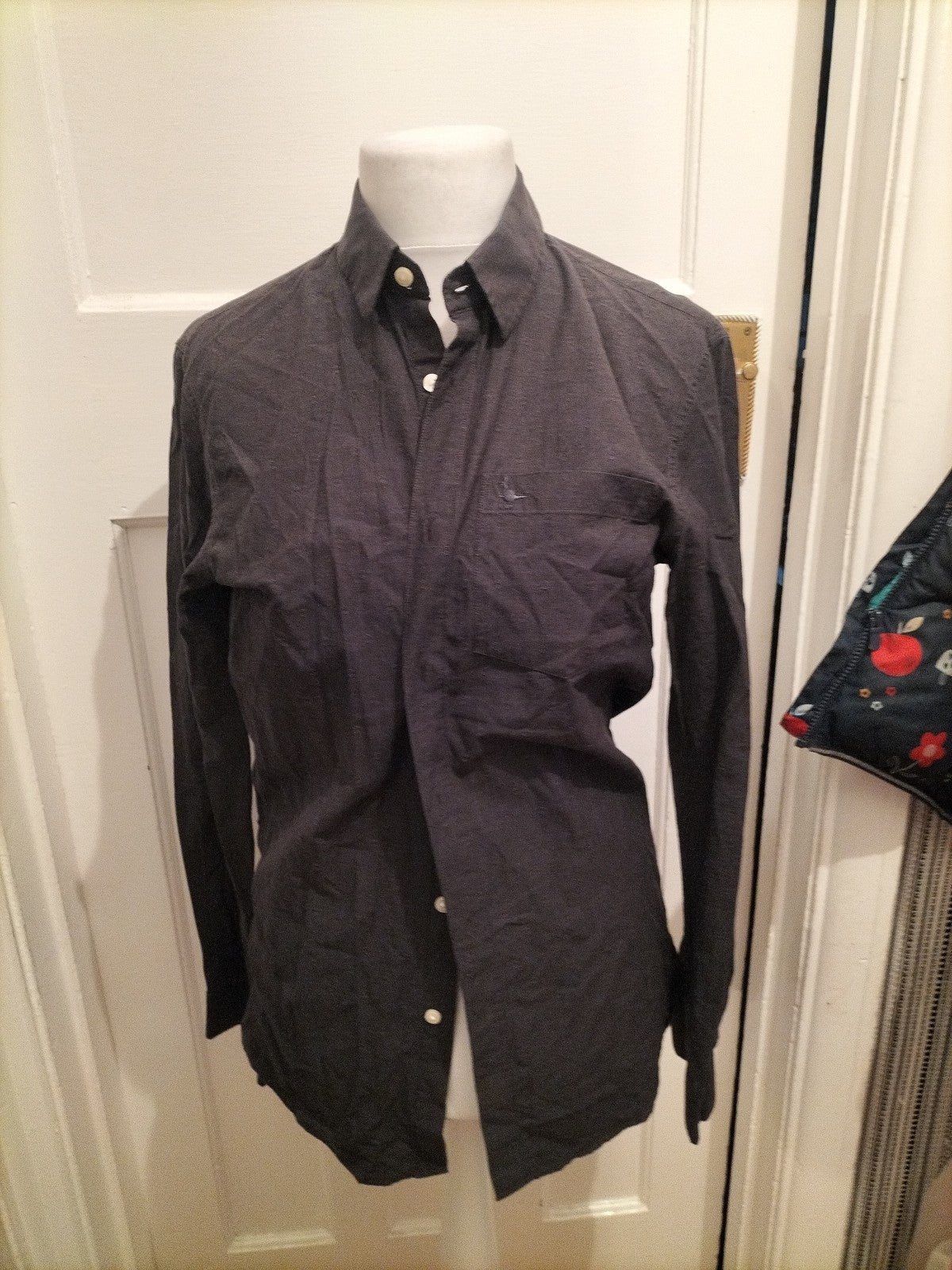 Mens Jack Wills Size Small Charcoal Patterned Long Sleeved Shirt