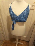 Ladies Size Medium Blue And White Floral Bikini Bra