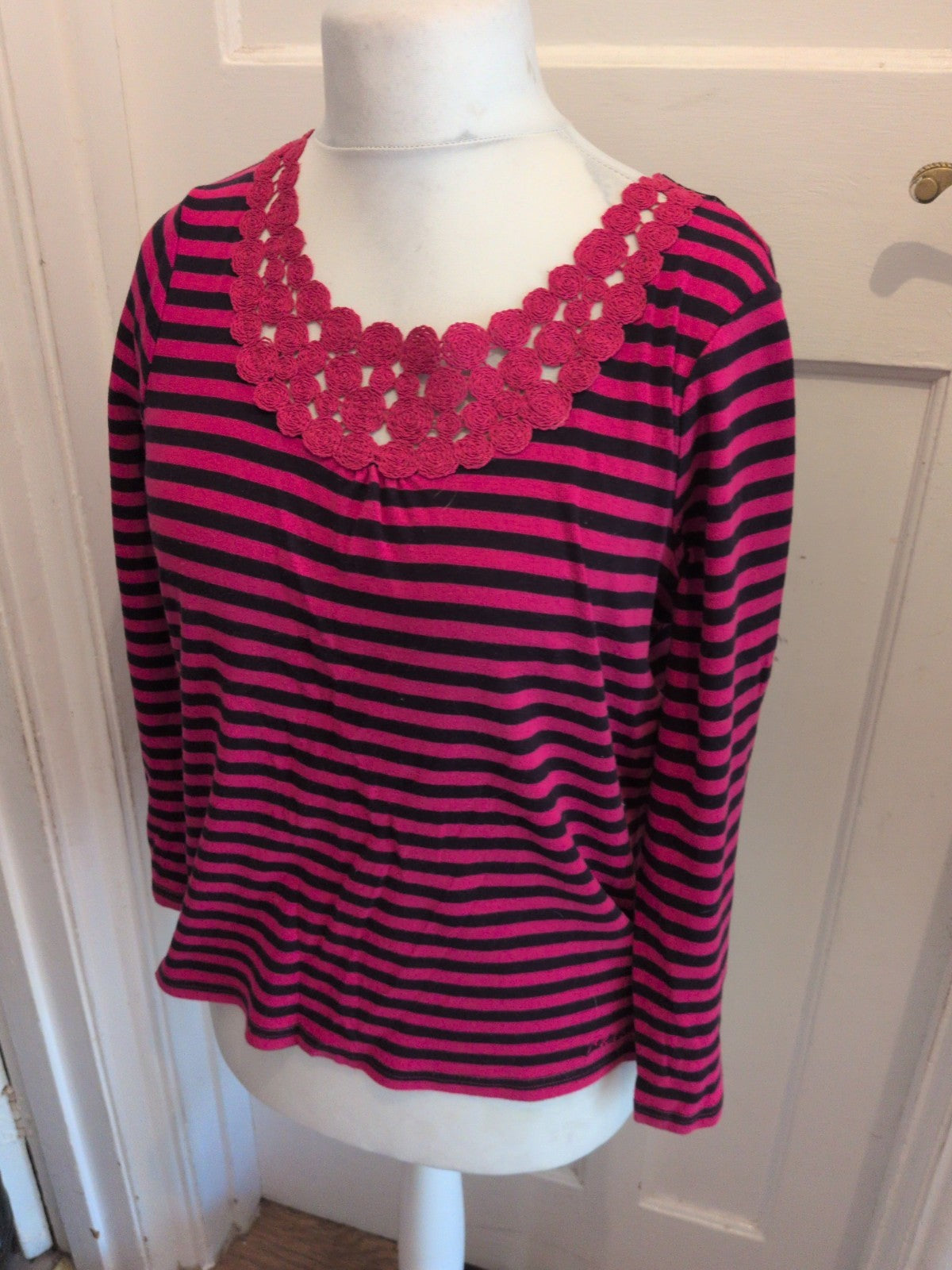 Maine New England 16 Pink Stripe Long Sleeve Blouse