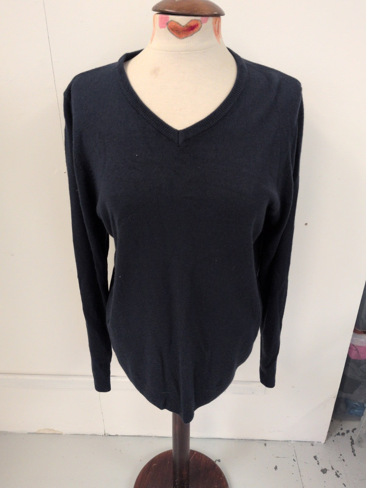 Marks And Spencer Medium Navy Cashmilon Pullover Jumper