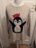 George 14 Beige Christmas Penguin Jumper