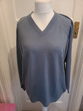 Mens Essentials Size Large 41-43 Blue V Neck Jumper