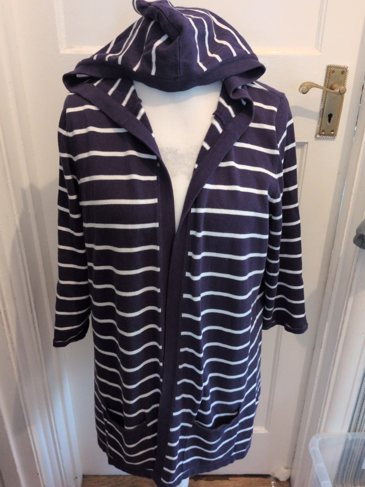 Maine New England 18 Stripe Navy Hoodie Open