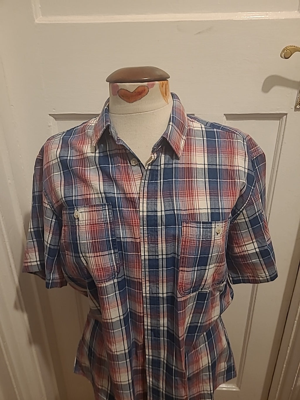 Mens Lincoln Size M Multicoloured Check Short Sleeved Shirt